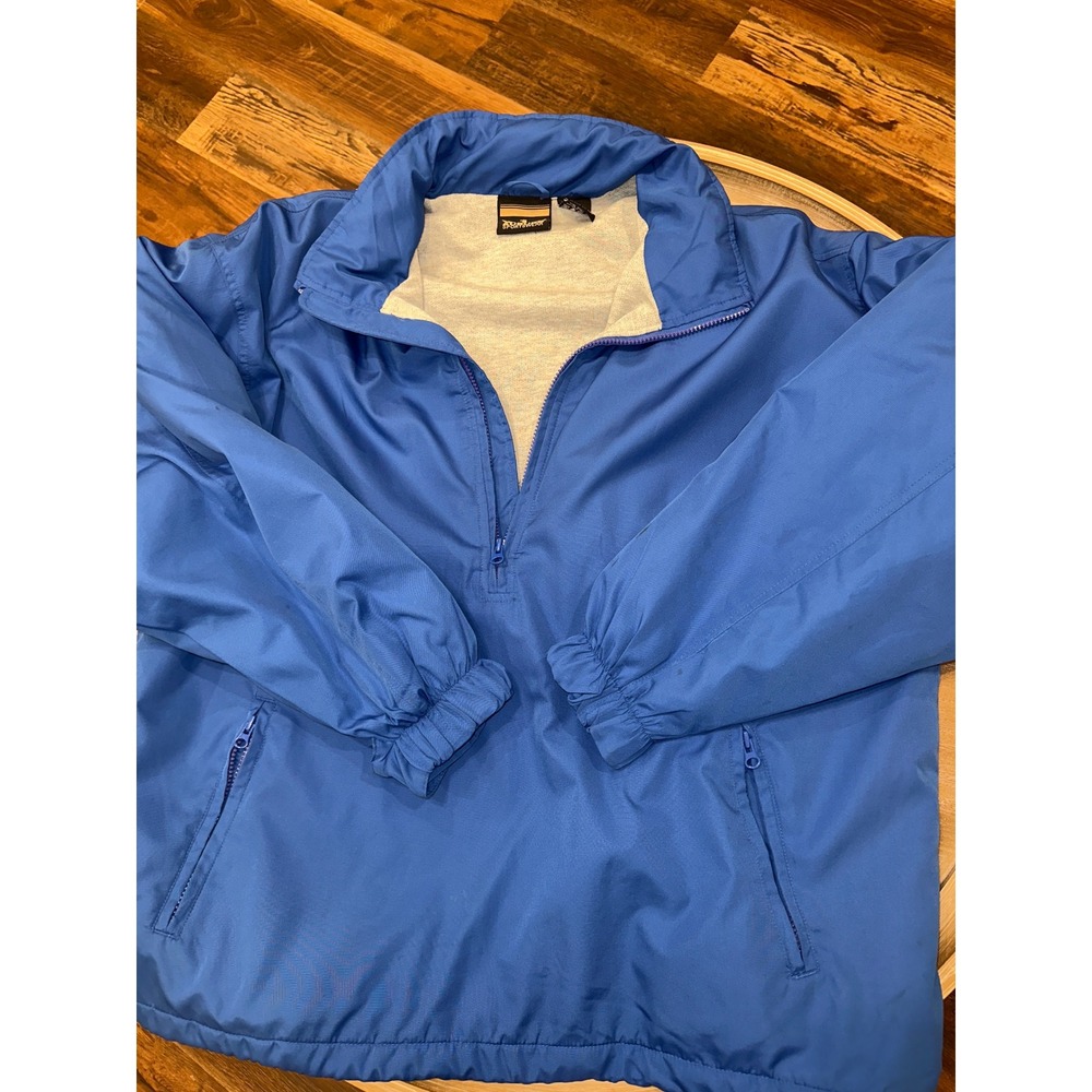 Auburn Sportswear Mens XL Royal Blue Quarter Zip Pullover Jacket Hidden Hood